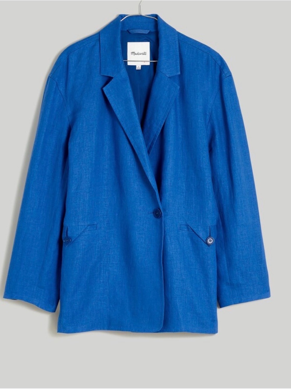 MADWELL Double-Breasted Crossover Blazer in 100% Linen